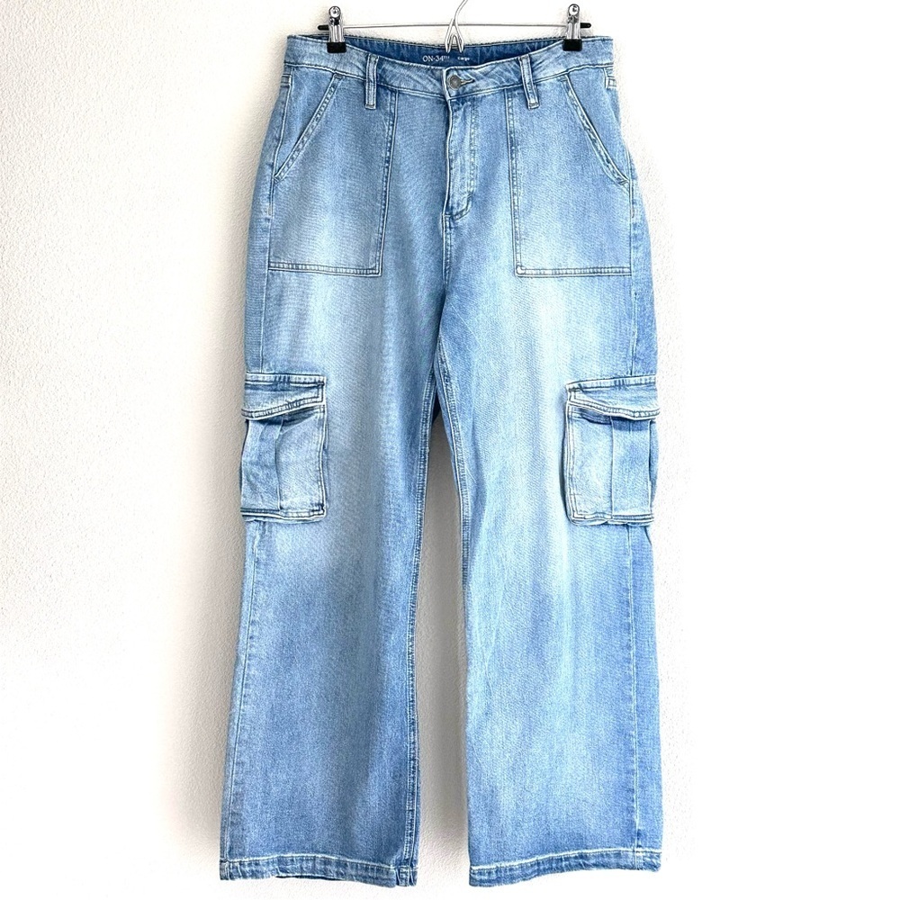 On 34th Women's Light Wash High Rise Utility Cargo Jeans